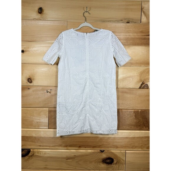 The Kooples Paris White Eyelet Shift Dress Short sleeve Lined NWT Sz 2 - Picture 6 of 7